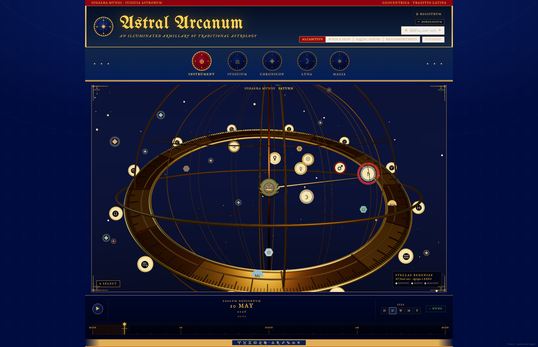 Astral Arcanum medieval astrology interface screenshot