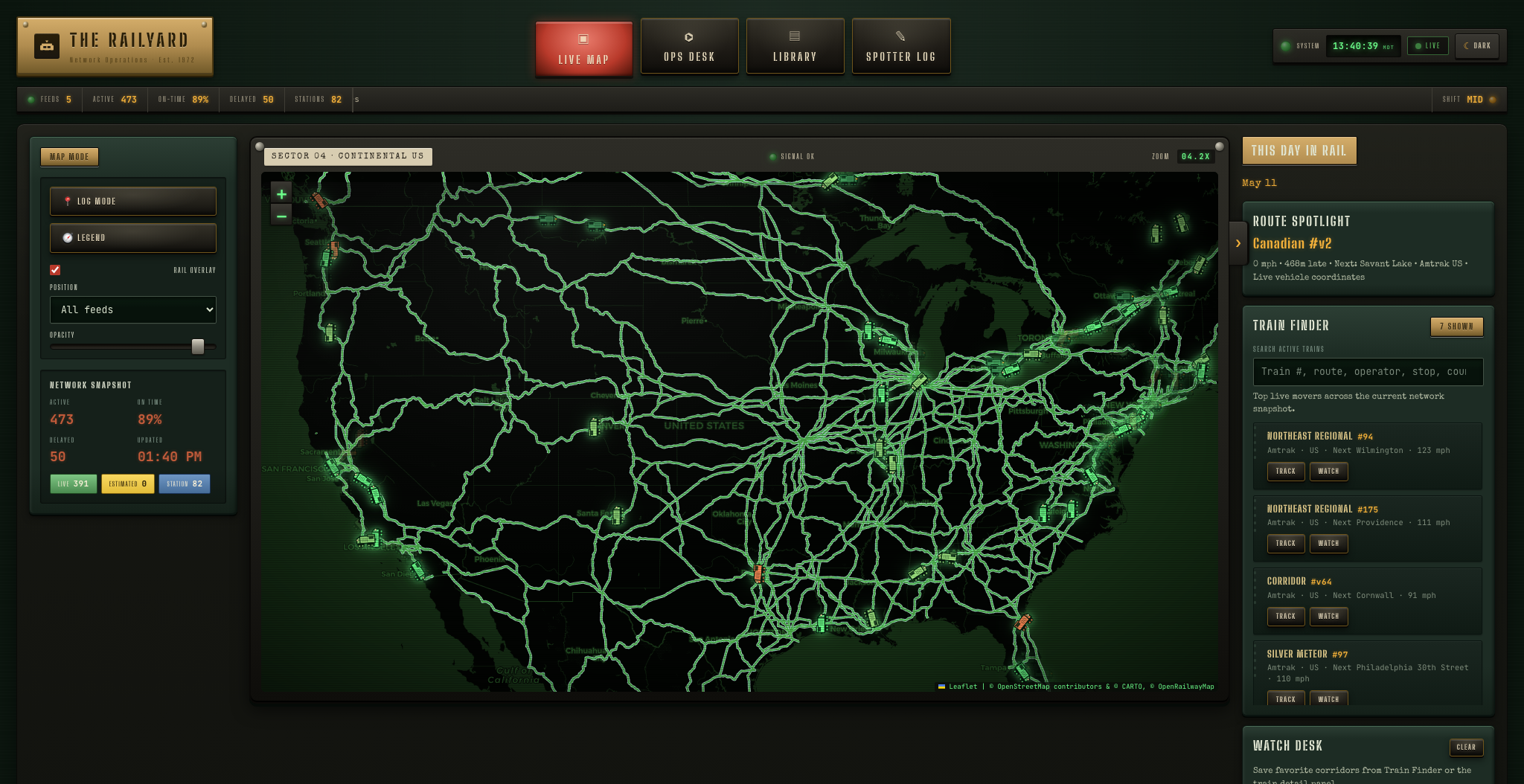 The Railyard live operations map screenshot